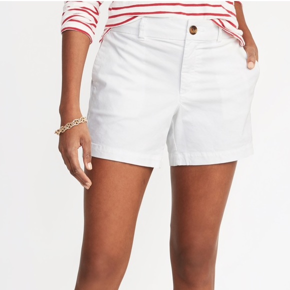 Old Navy Pants - White mid rise twill white chino shorts NWT